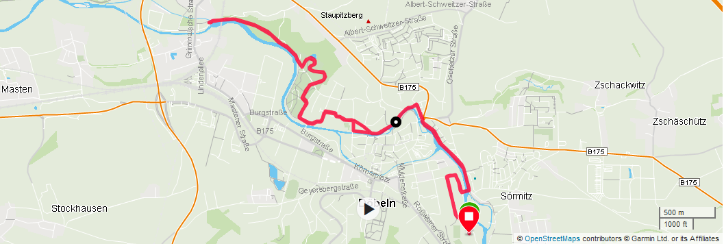 Strecke 10 km Lauf Döbeln